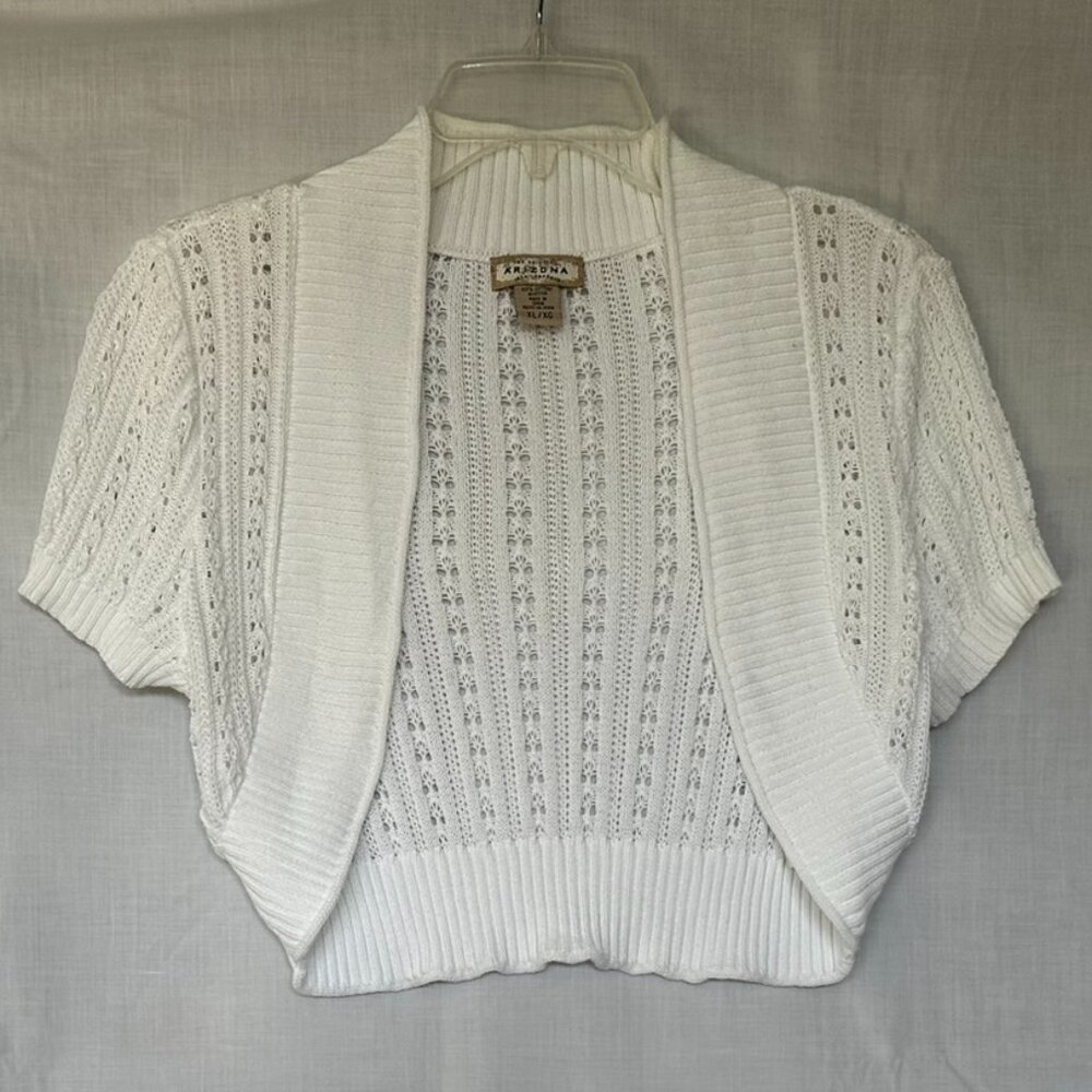 Arizona Jean Company White Cropped Cardigan Sweater, size XL